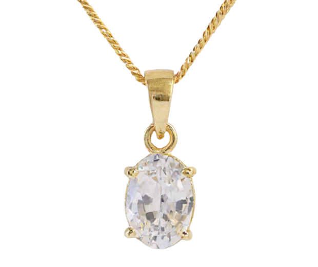 18 KT GOLD PENDANT SET WITH 01 WHITE SAPPHIRE